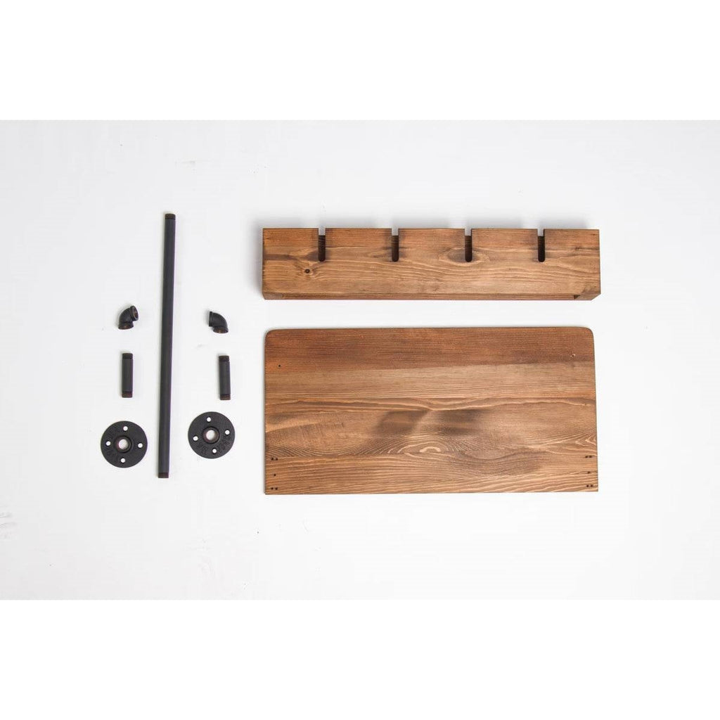 4 Bottle Rustic Farmhouse Wall Mounted Wine Rack with Glass Holder