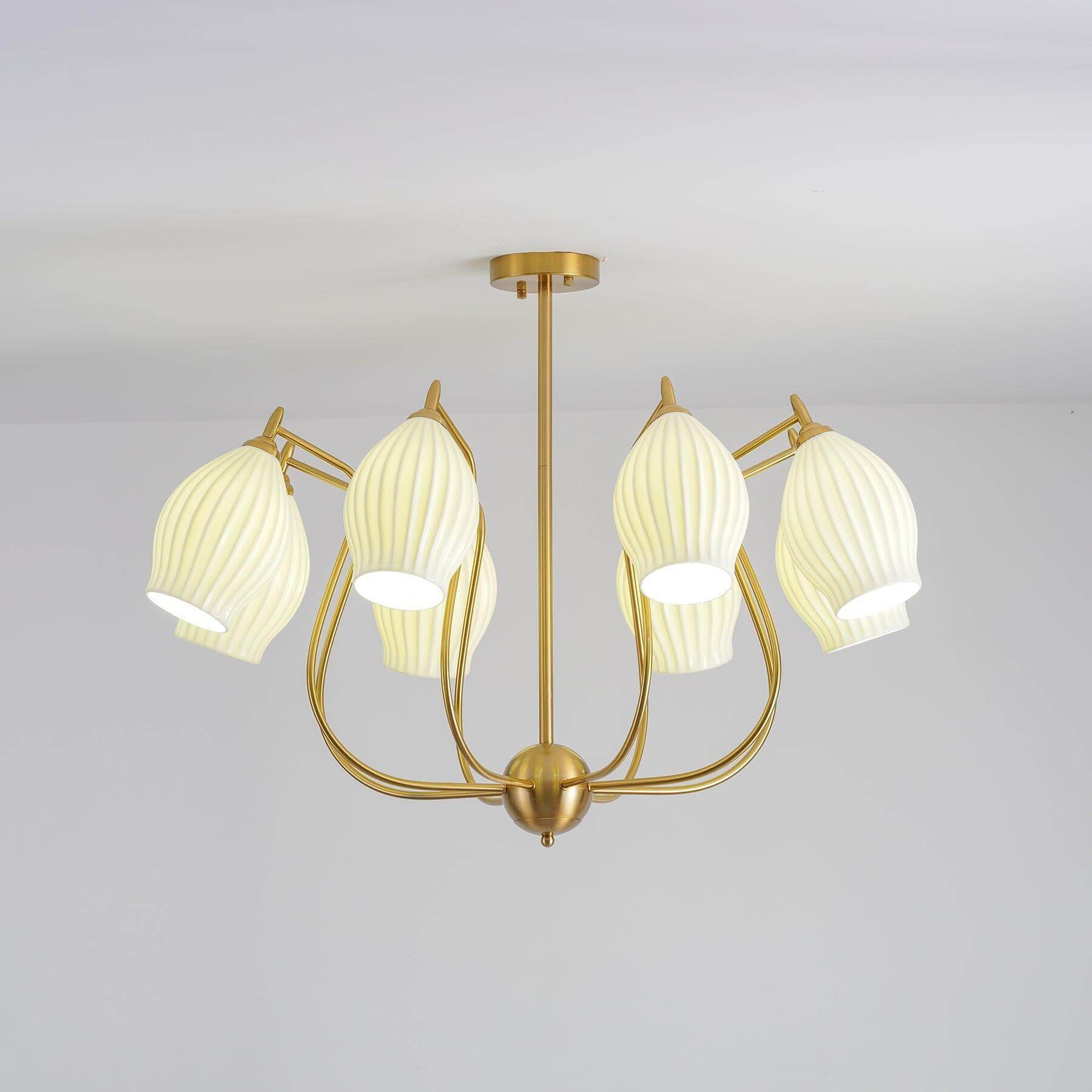Ceramic Ribbed Chandelier