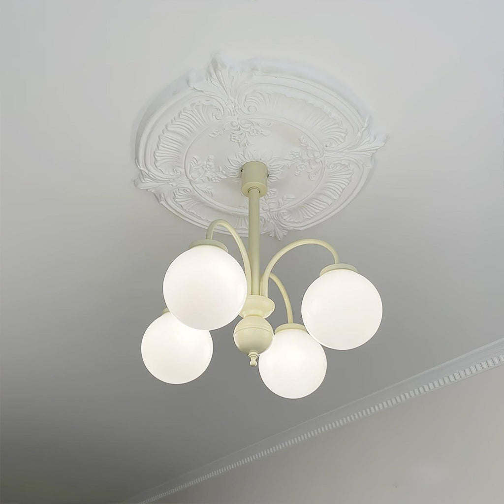 Glass Sphere Cream Chandelier