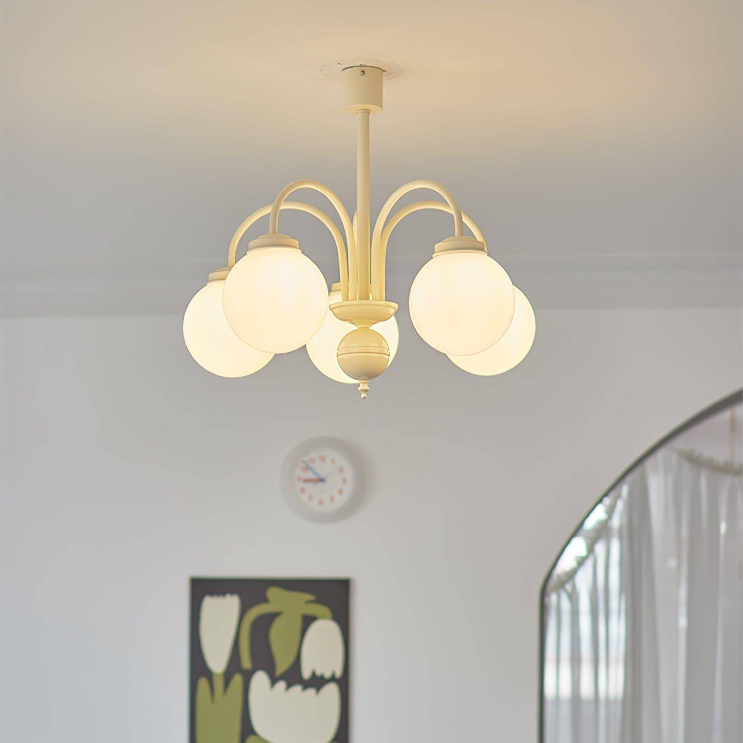 Glass Sphere Cream Chandelier