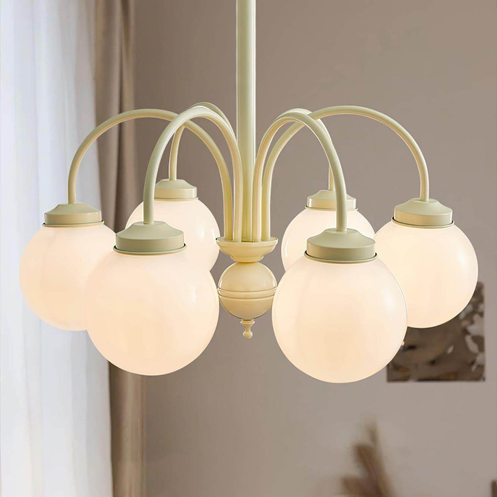 Glass Sphere Cream Chandelier