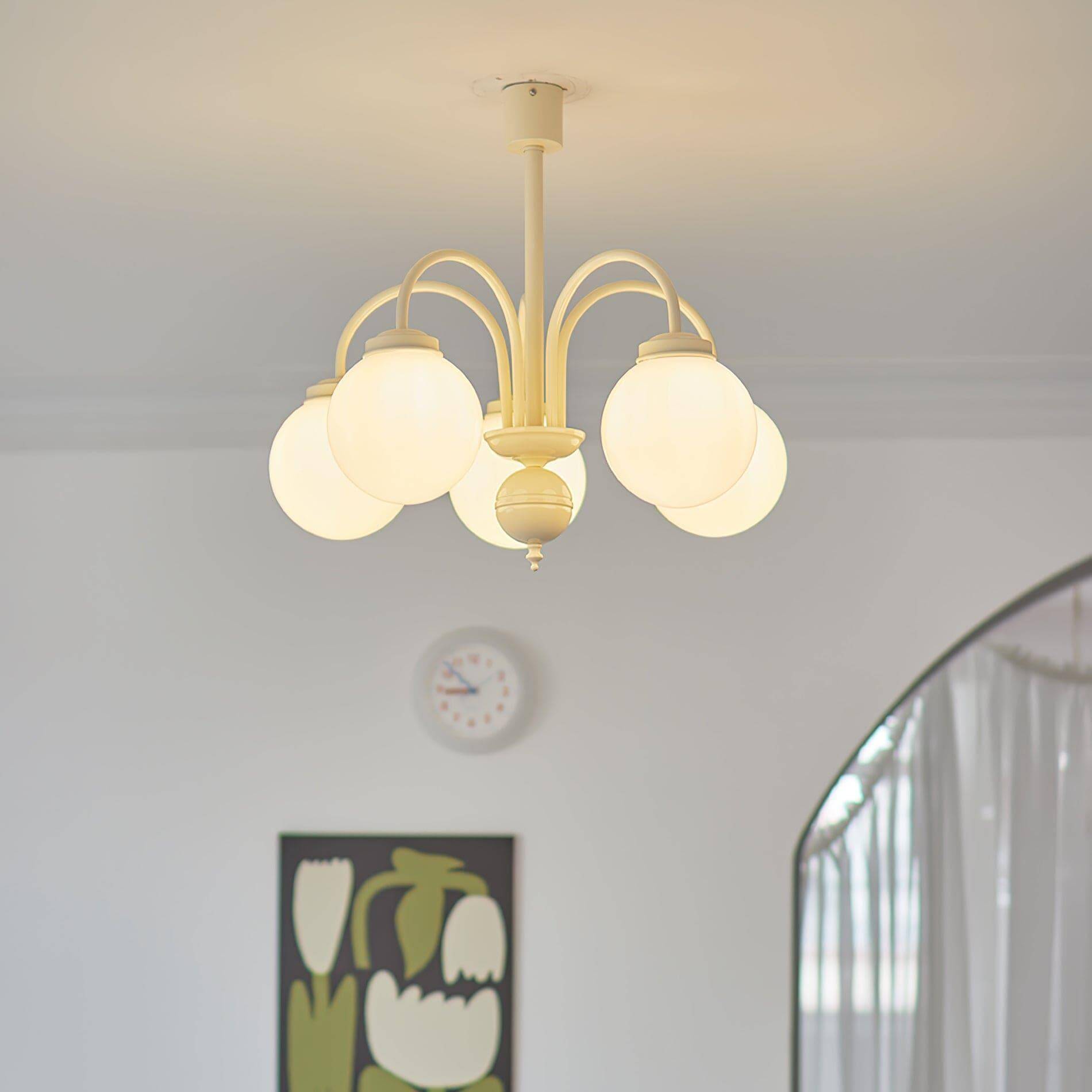 Glass Sphere Cream Chandelier