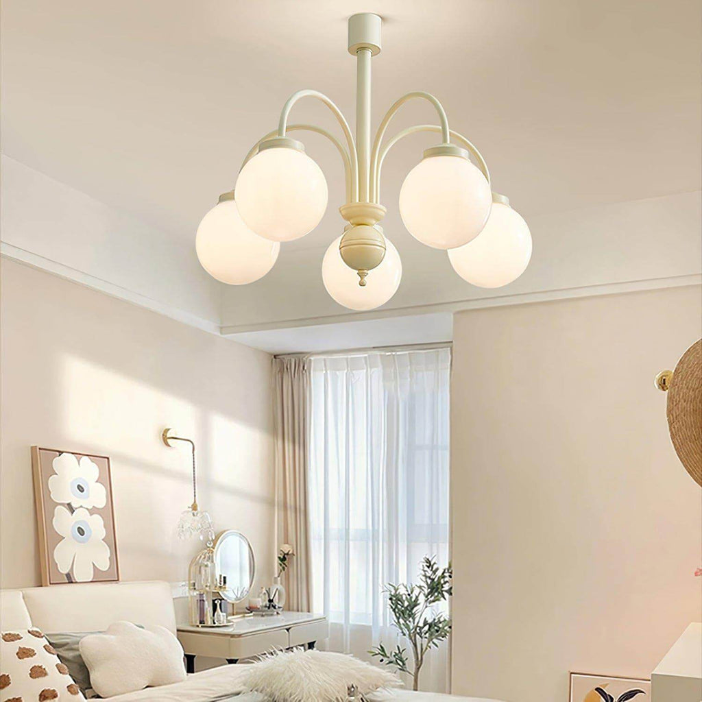 Glass Sphere Cream Chandelier