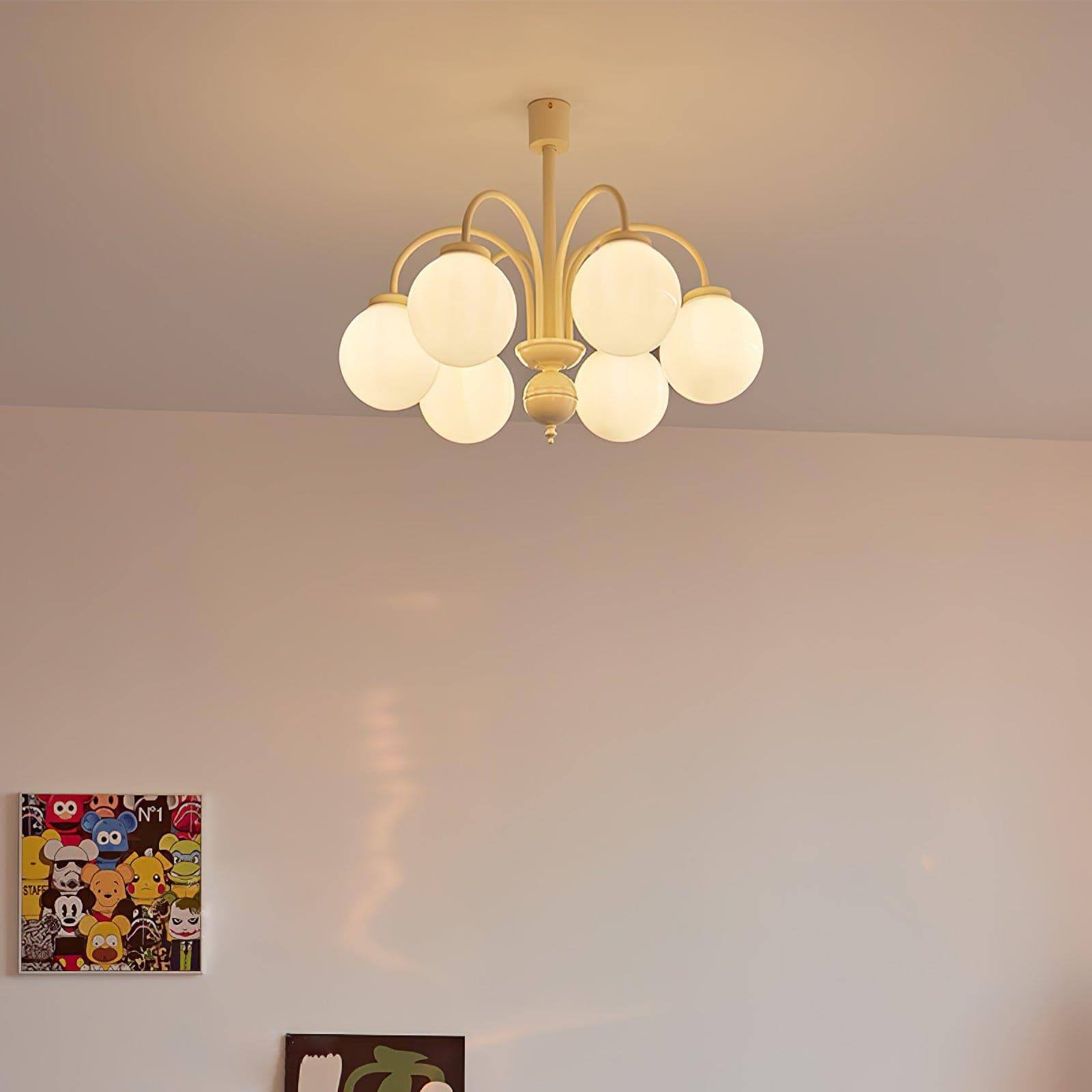Glass Sphere Cream Chandelier