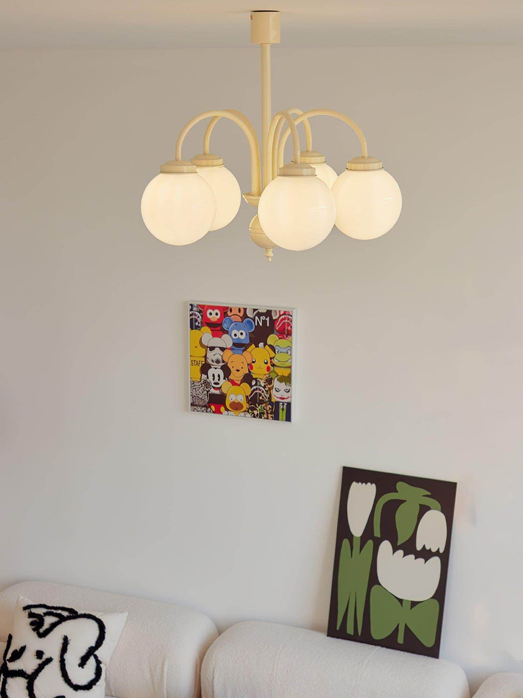 Glass Sphere Cream Chandelier