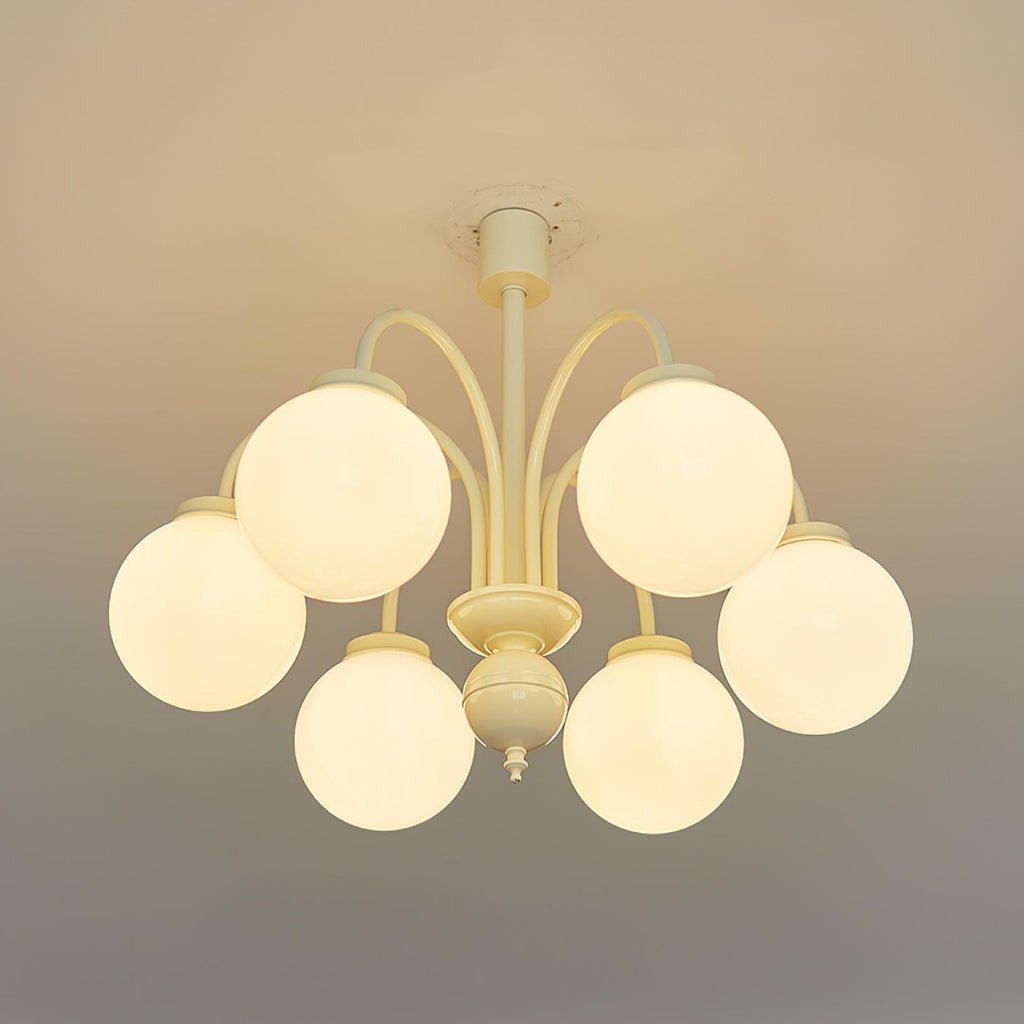 Glass Sphere Cream Chandelier