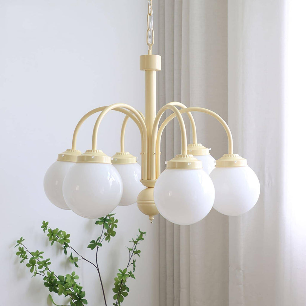 Glass Sphere Cream Chandelier