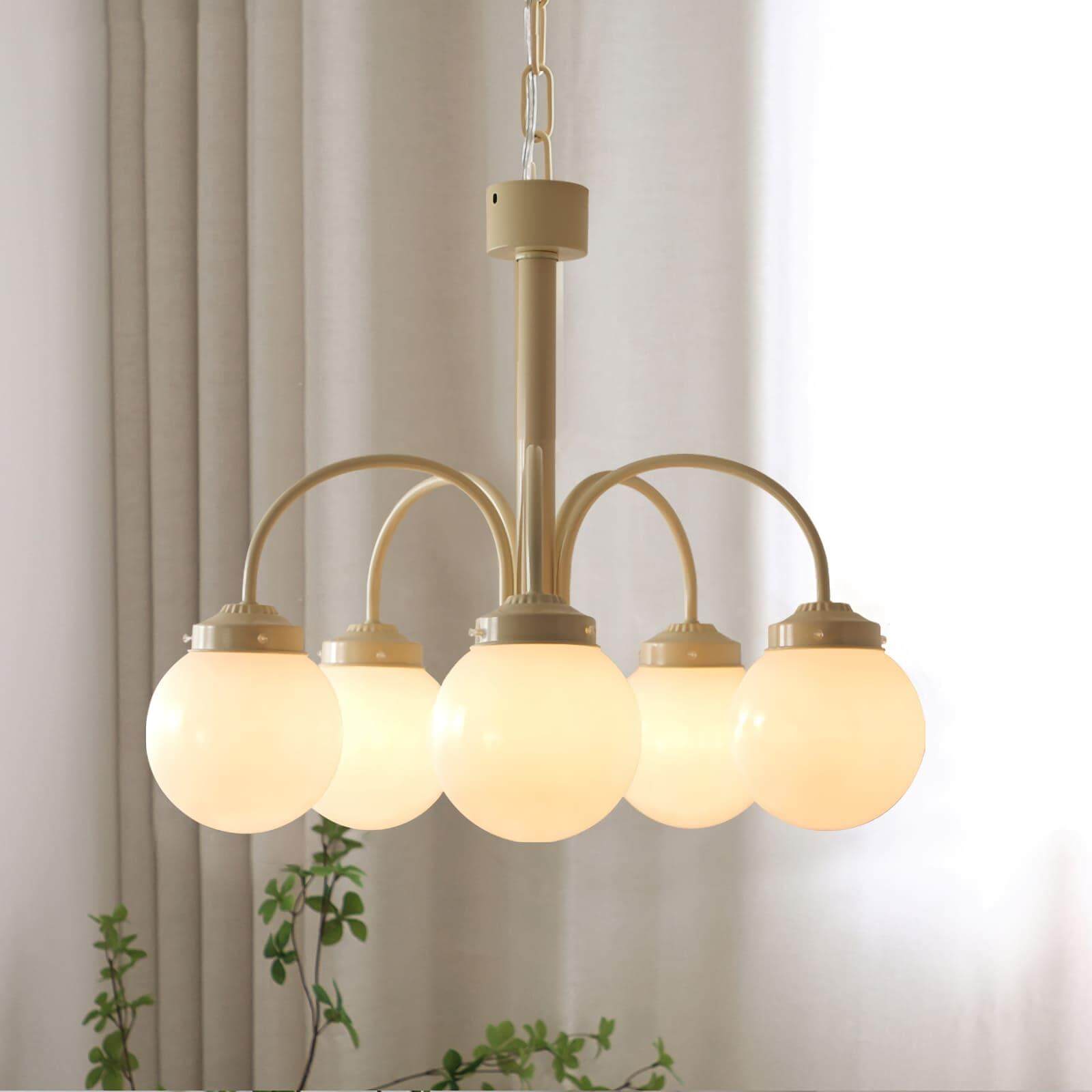 Glass Sphere Cream Chandelier