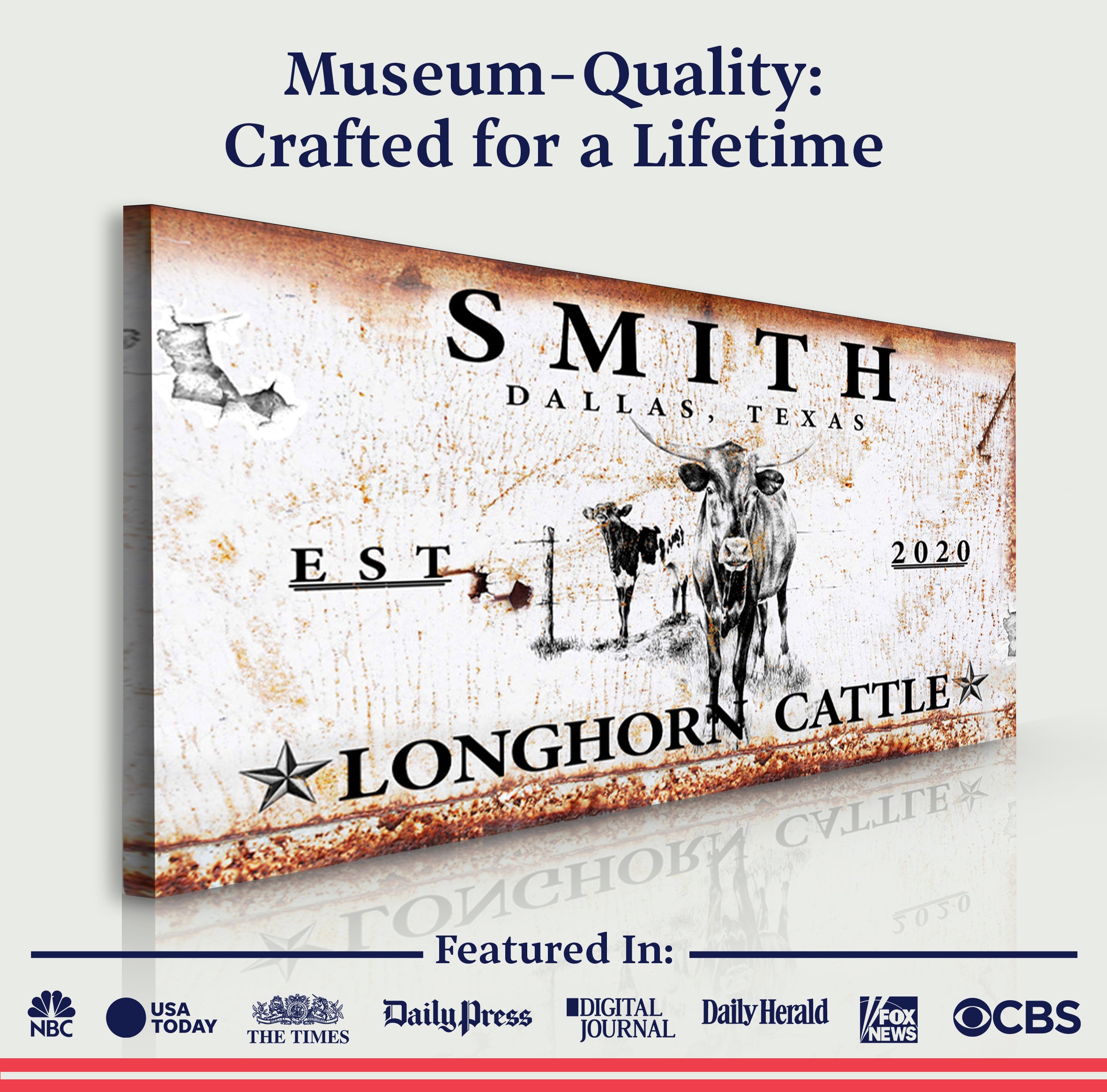 Longhorn Rustic Cattle Sign II