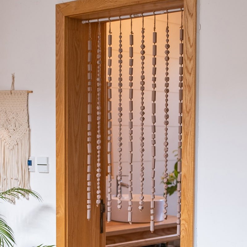 Solid Color Wood Beaded Cord DIY Door Curtain