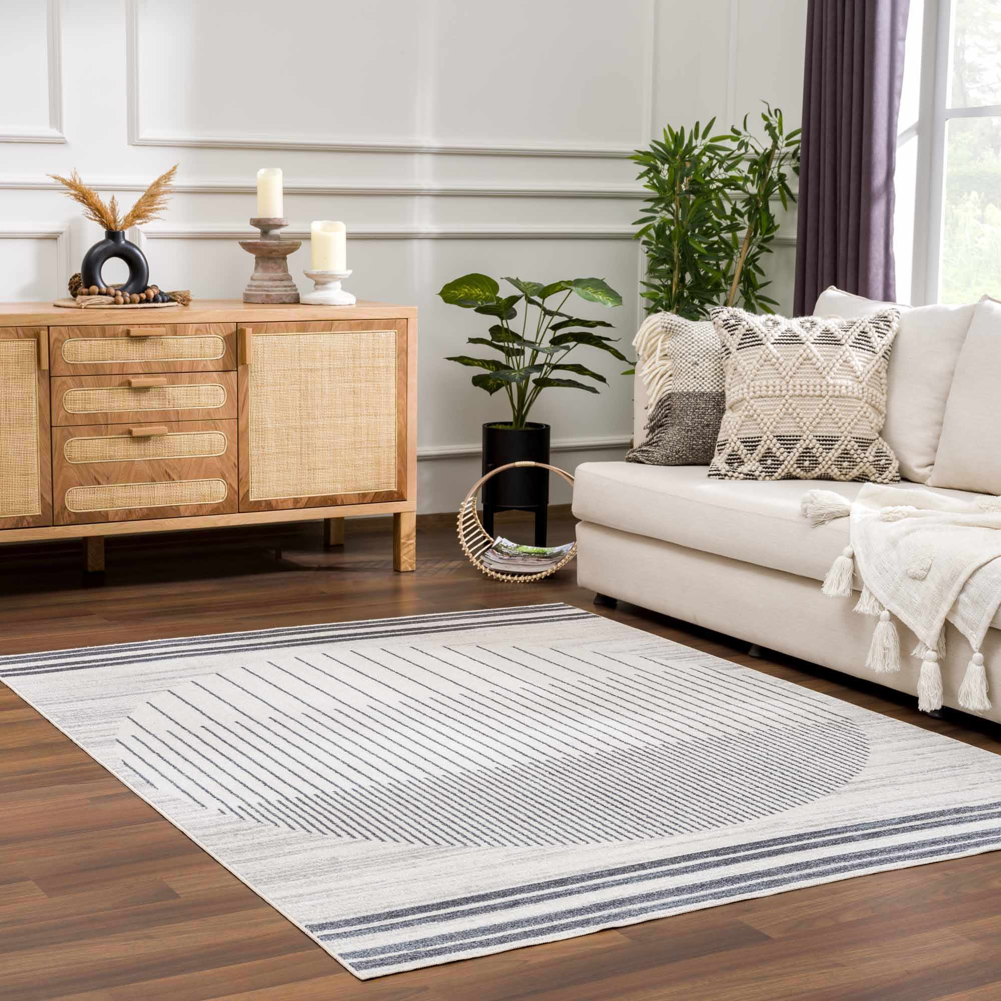 Thad Medium Gray Washable Area Rug