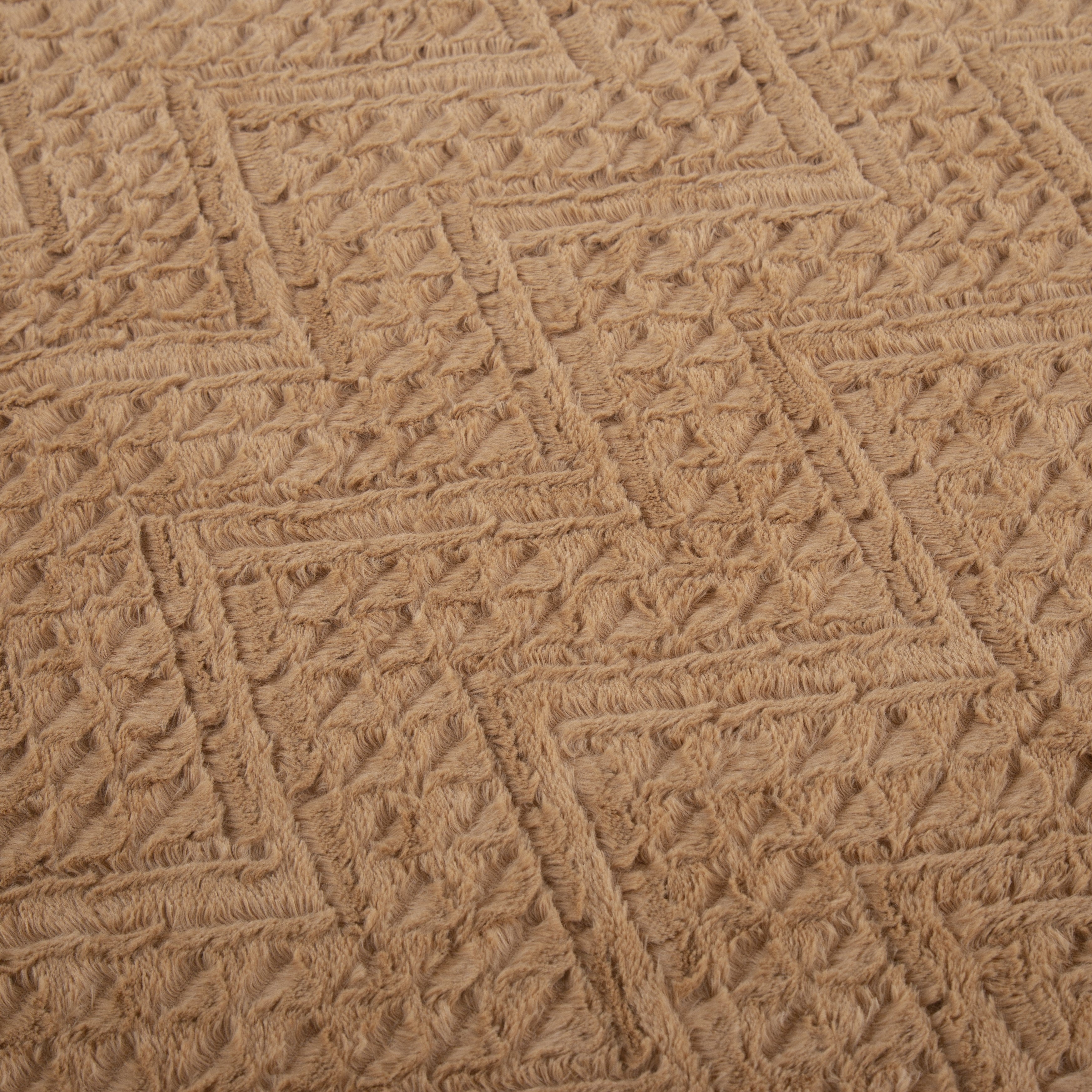 Tache Caramel Brown Faux Fur Throw Blanket Chevron Geometric Embossed (#10)