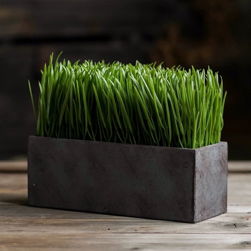 Faux Grass in Black Pot