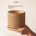Faux Woven Grid Cement Pot
