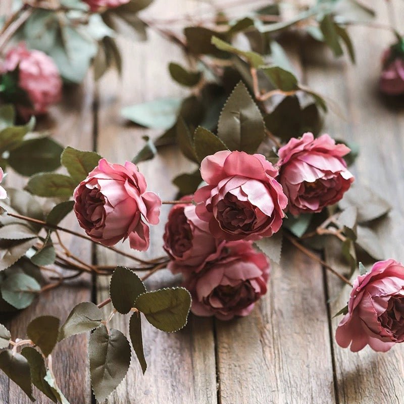 Artificial Small Peony Flower Vine 65" Long