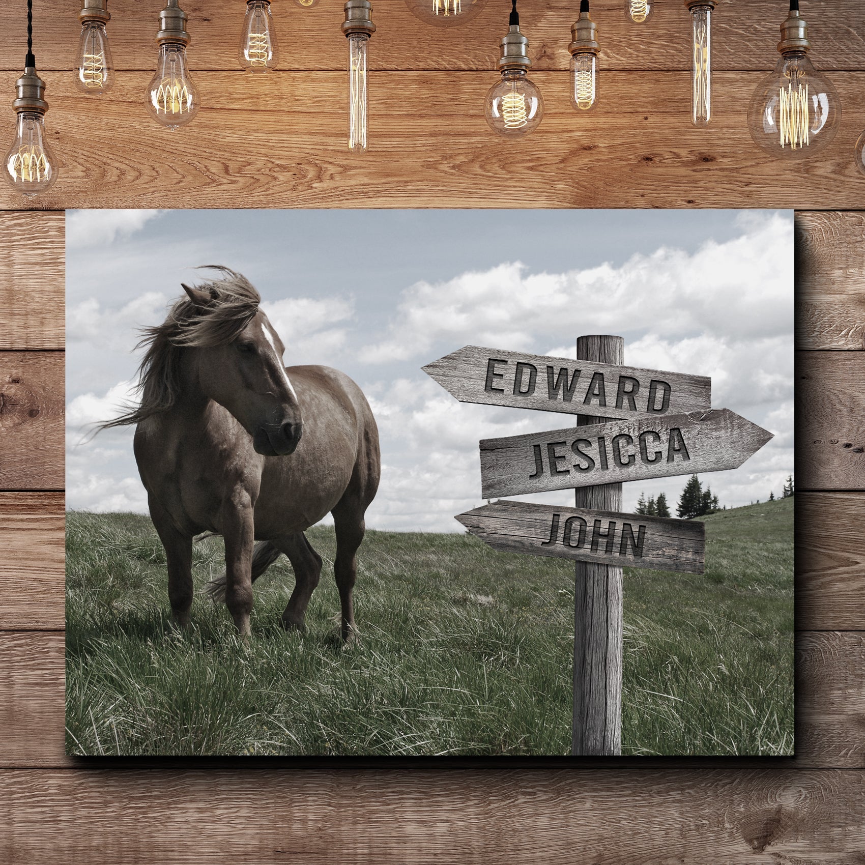 Classic Horse Family Name Sign