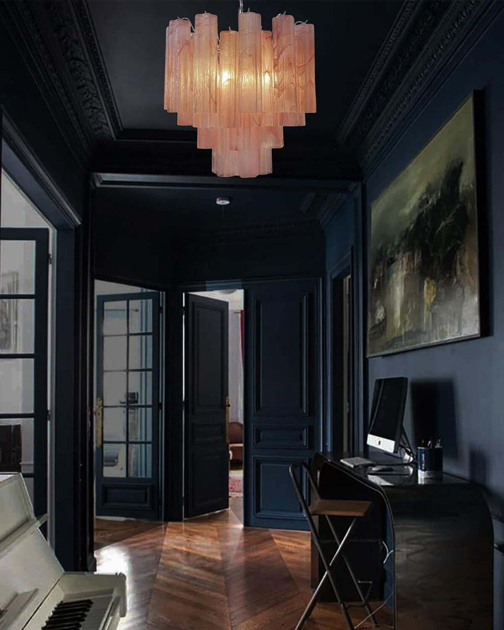 Murano Tubes Chandelier 20"