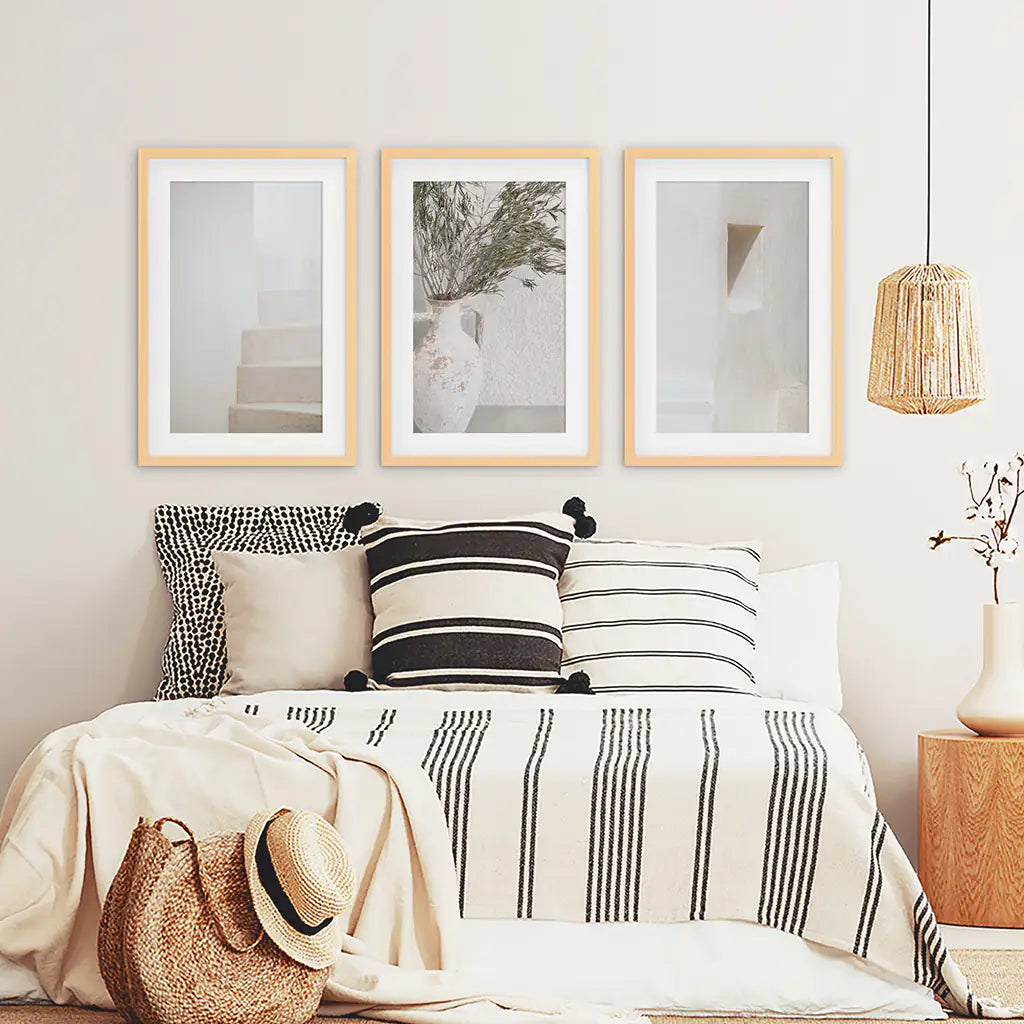 Boho Architectural Set of 3 Pieces. Neutral Tones