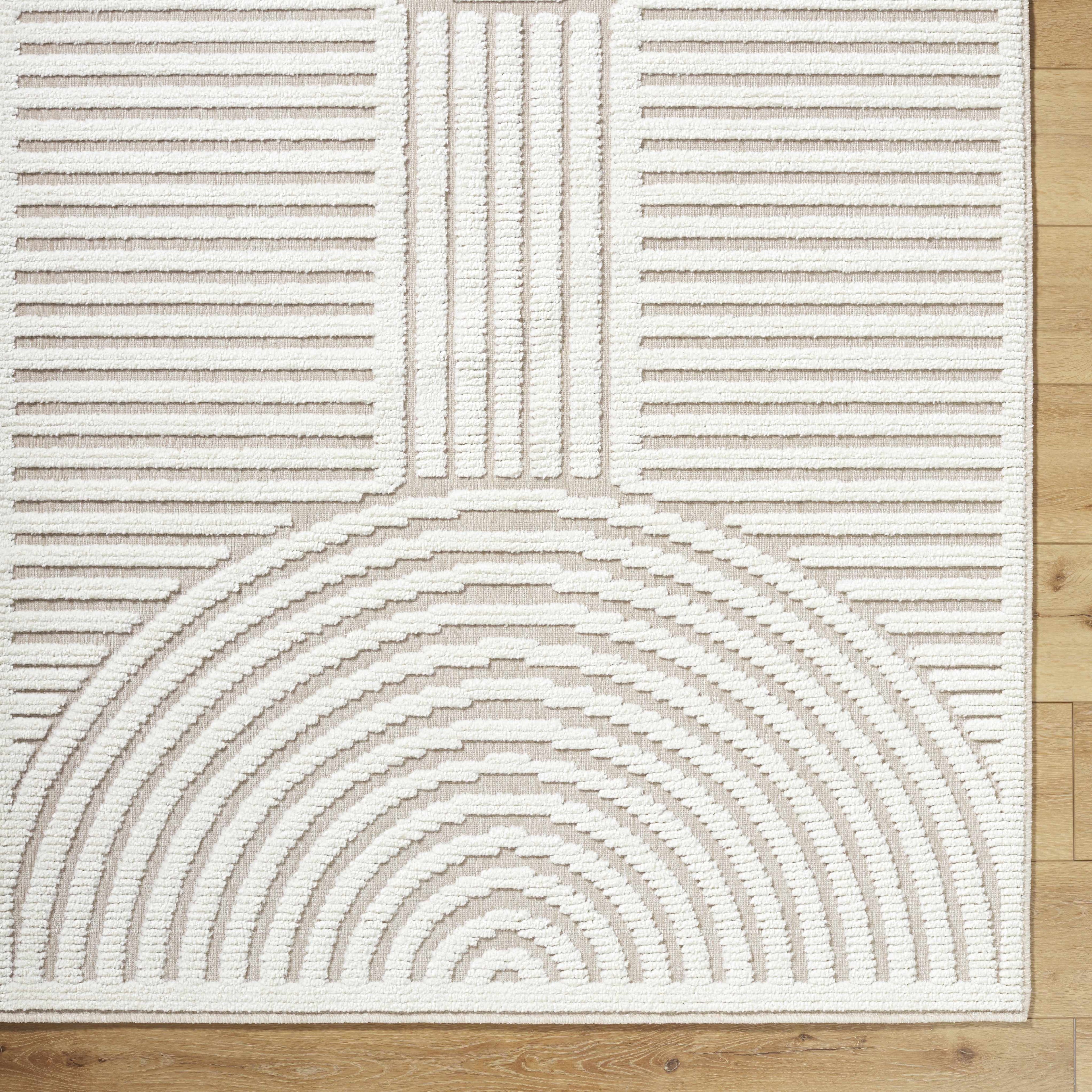 Deron Ivory 3D Rainbow Washable Rug