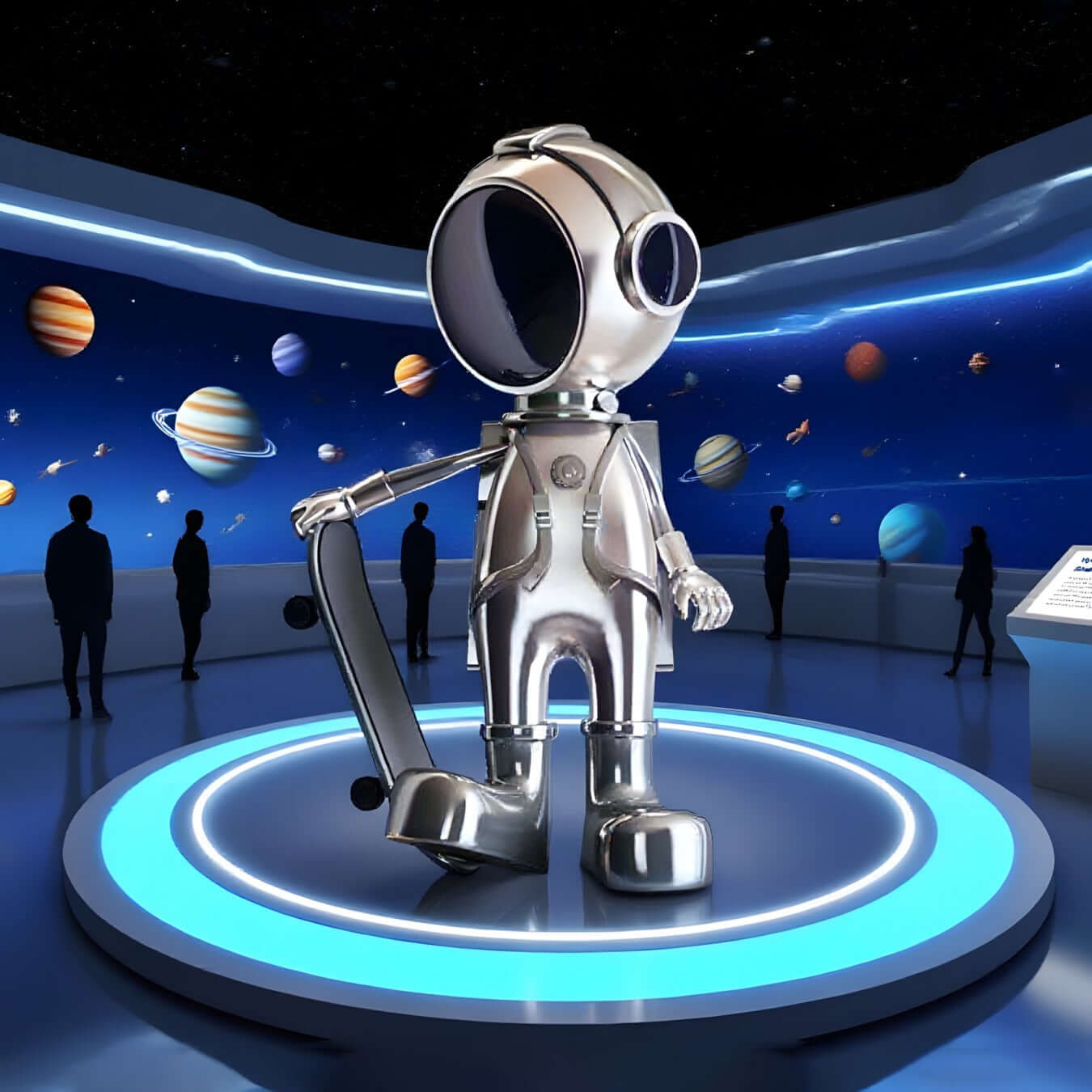 Skateboarding Astronaut Sculpture