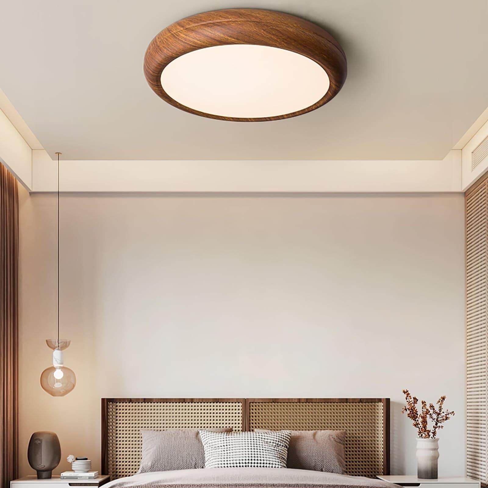 Wood Grain Round Ceiling Lamp