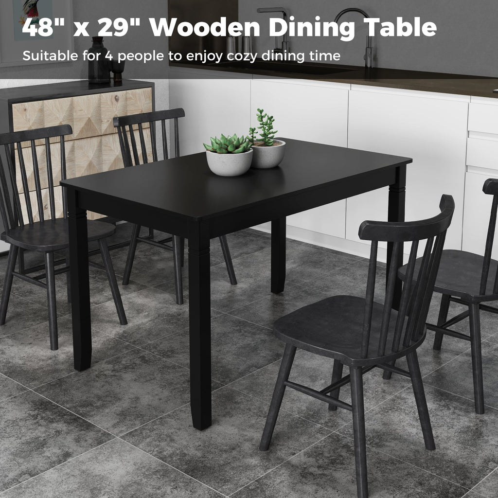 48-Inch Wooden Dining Table for 4 People Rectangular Kitchen Table with Rubber Wood Legs