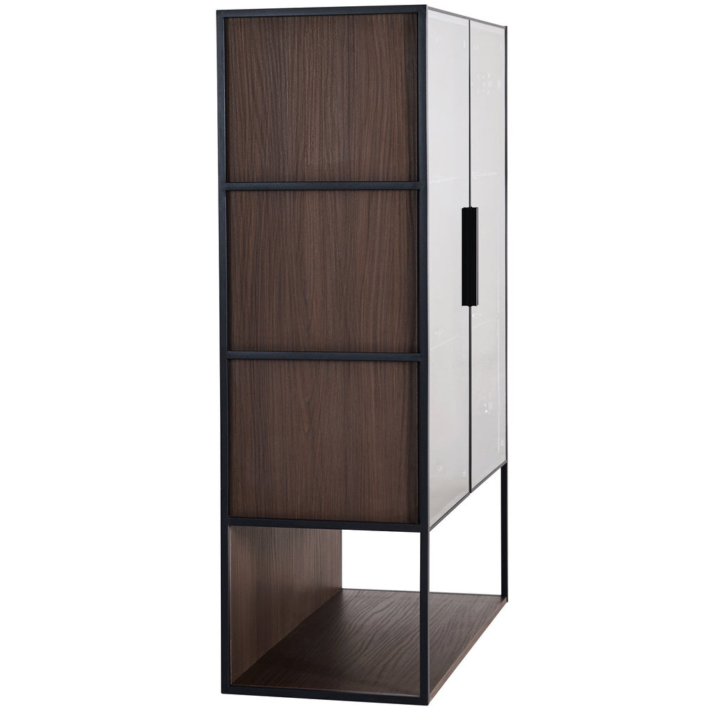 Modern Minimalist 51.2" Tall Lighted Display Cabinet with Tempered Glass