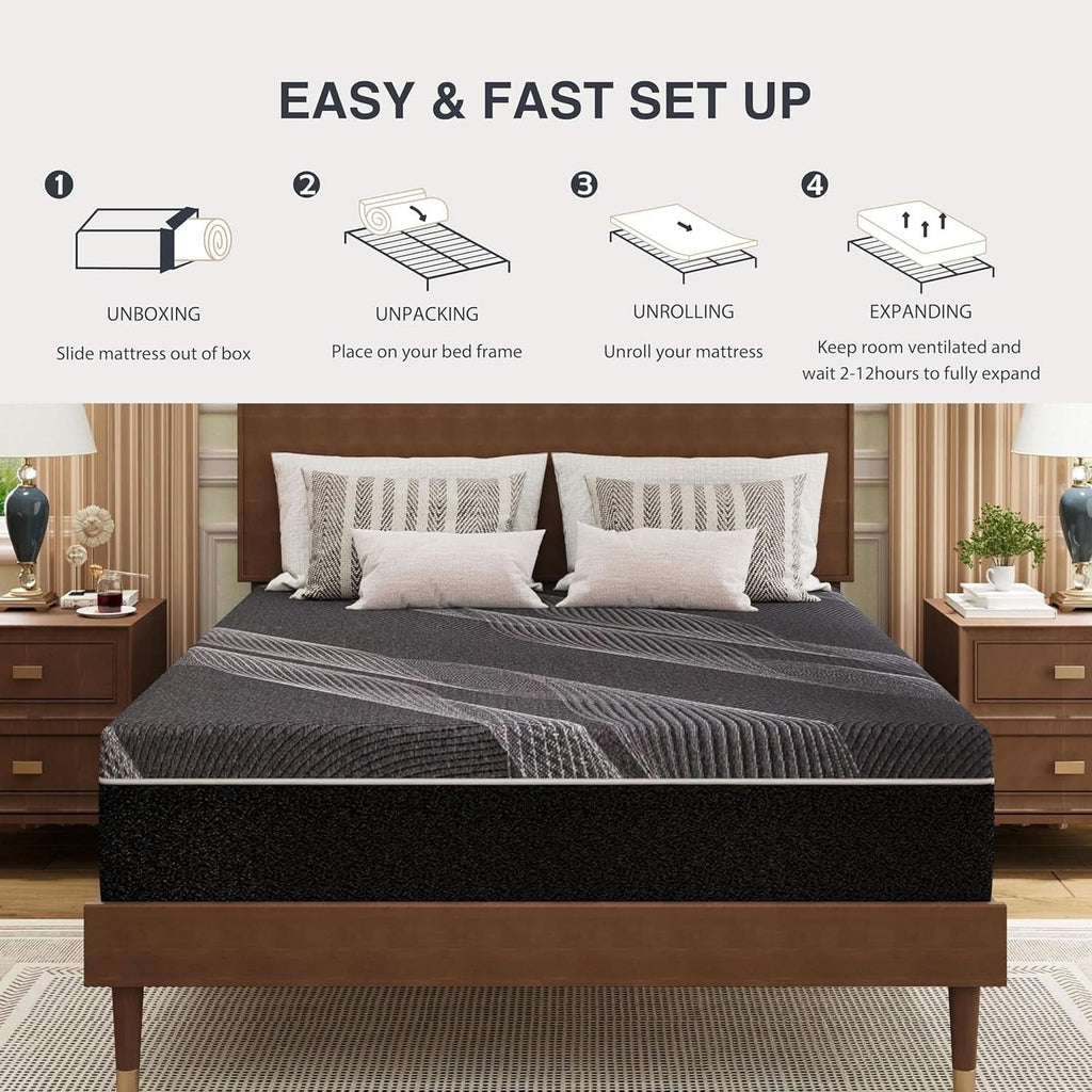 Queen Size Gel Memory Foam Mattress Thermoregulating