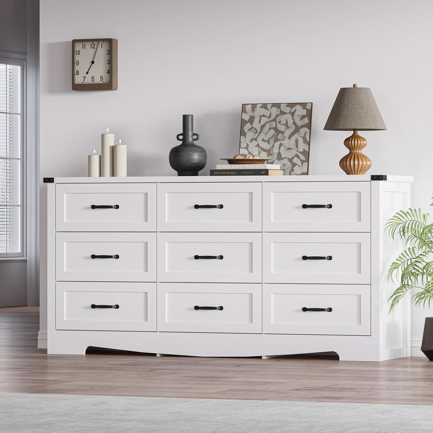 White 59 Inch Premium Modern Multicompartment Dresser