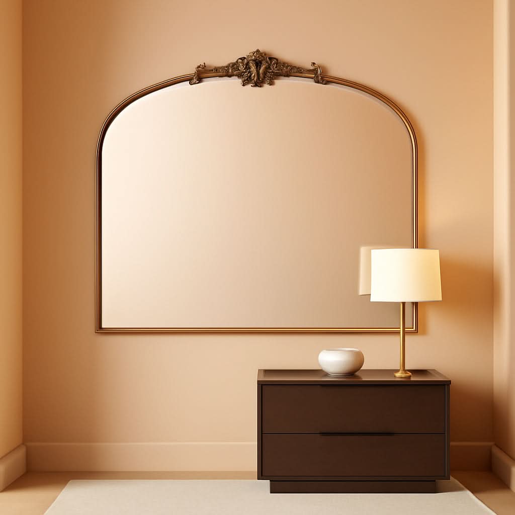 Arched Gold Wall Mirror 40x30 Inches Vintage Ornate