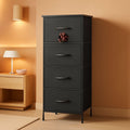 Fabric Dresser 5 Drawer Tall Storage Charcoal Black