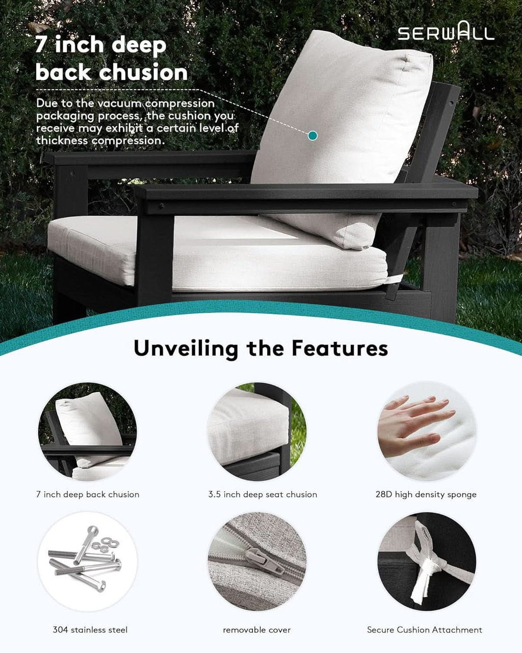 HDPE Outdoor Patio Furniture Set 7 Piece All Weather