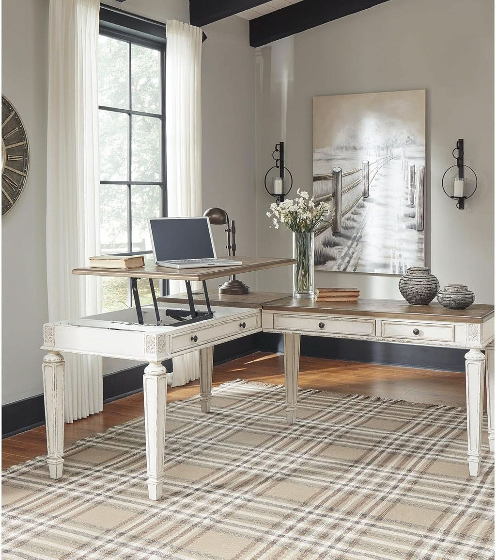 Realyn French Country 60 Inch Lift Top Desk USB Charging