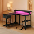 47 Inch L Shaped Gaming Computer Desk Power Outlets Plus