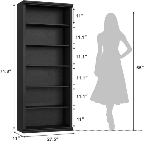 28 Inch Wide Tall Bookcase With Six Tiers For Home Office Storage For Living Room Organization