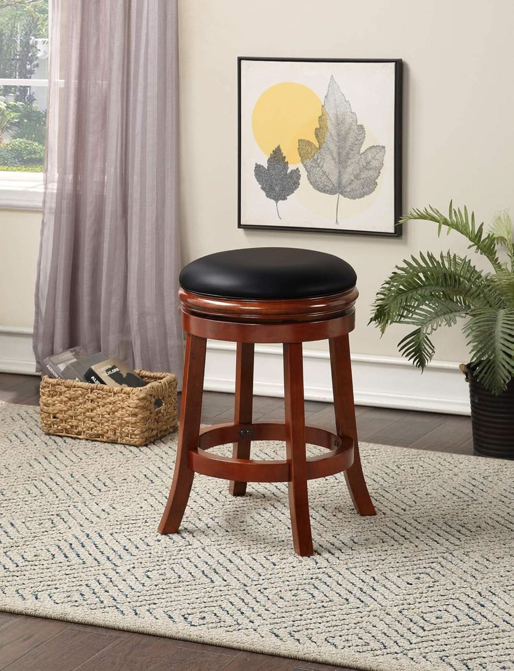 Backless Counter Height Bar Stool 24 Inch Cherry Color