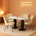 Khaki Dining Chairs Set Of 4 With Thick Cushions Metal Legs