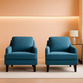 Navy Blue Linen Upholstered Accent Chair Modernist Design