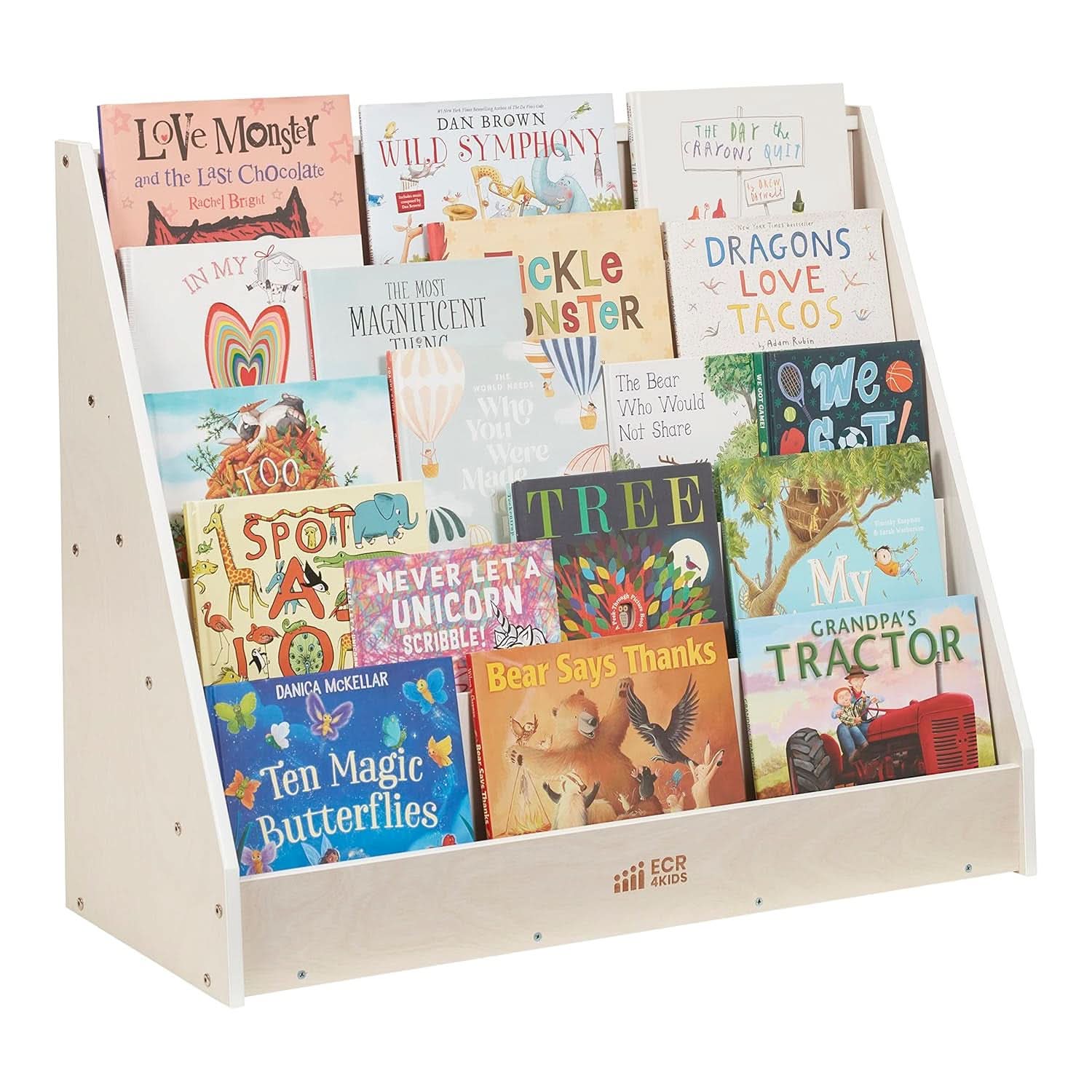 Single Sided Book Display Classroom Bookshelf White Wash