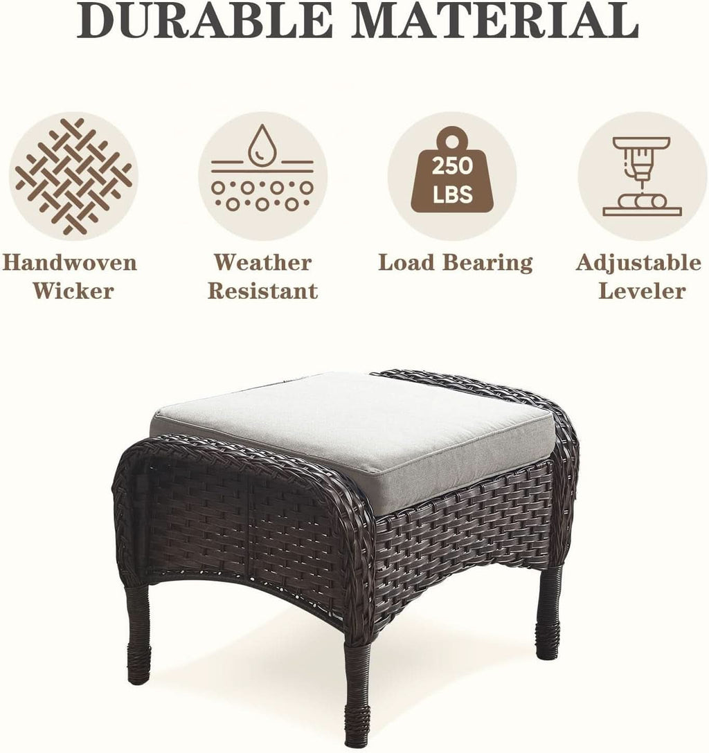 6 Piece Outdoor Patio Conversation Set Brown Wicker
