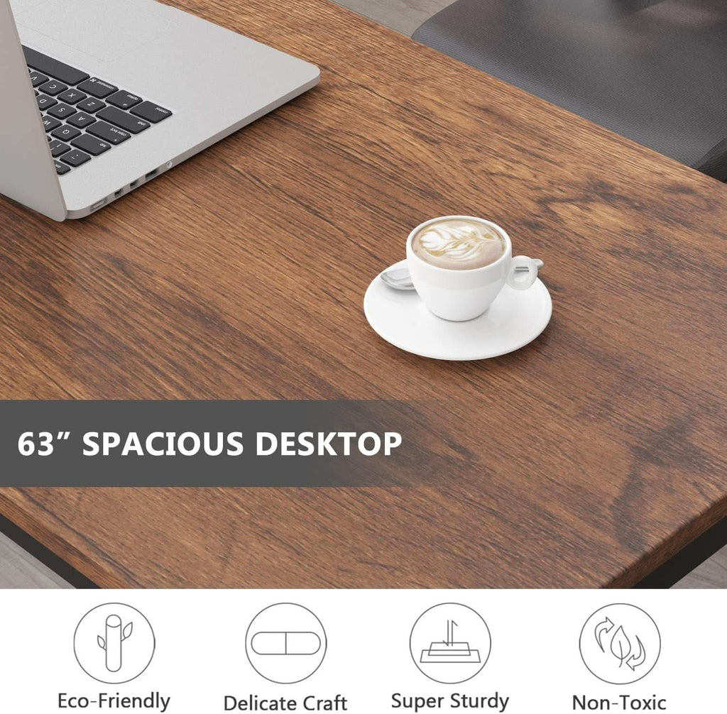 63 Inch Rustic Brown Computer Desk For Home Office
