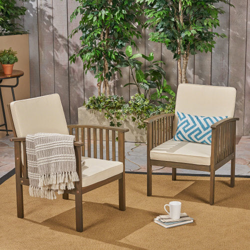 Patio Set Outdoor Acacia Wood Furniture Sets - Modern Club Chair Conversation Sets with Patio Dining Table