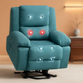 Electric Power Lift Chair Recliner With Massage And Heat Blue Fabric