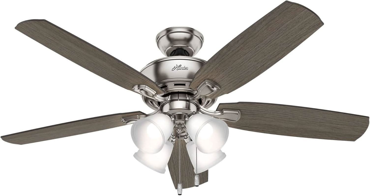 52 Inch Indoor Ceiling Fan With LED Lighting Brushed Nickel