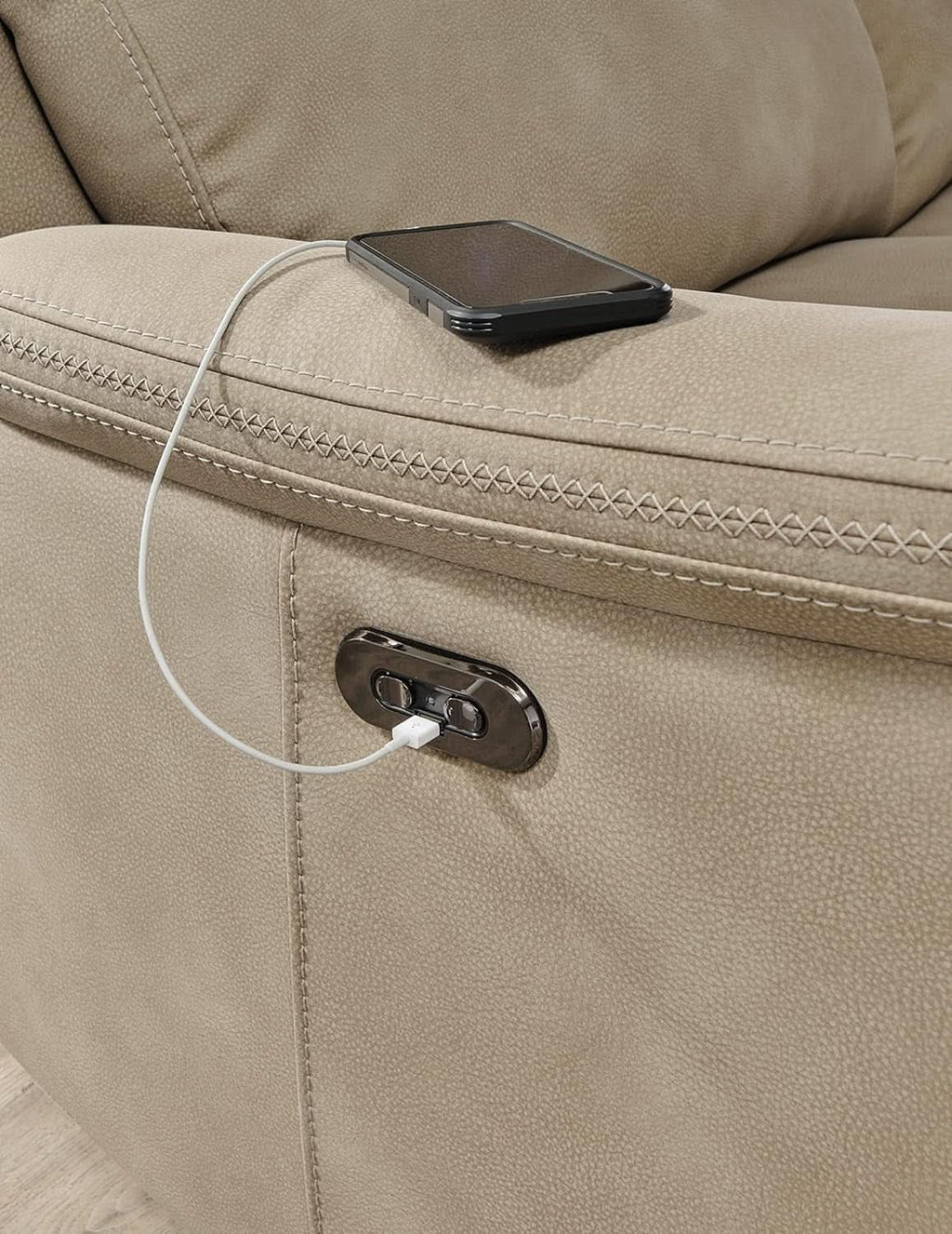 Durapella Power Recliner With Adjustable Headrest Beige