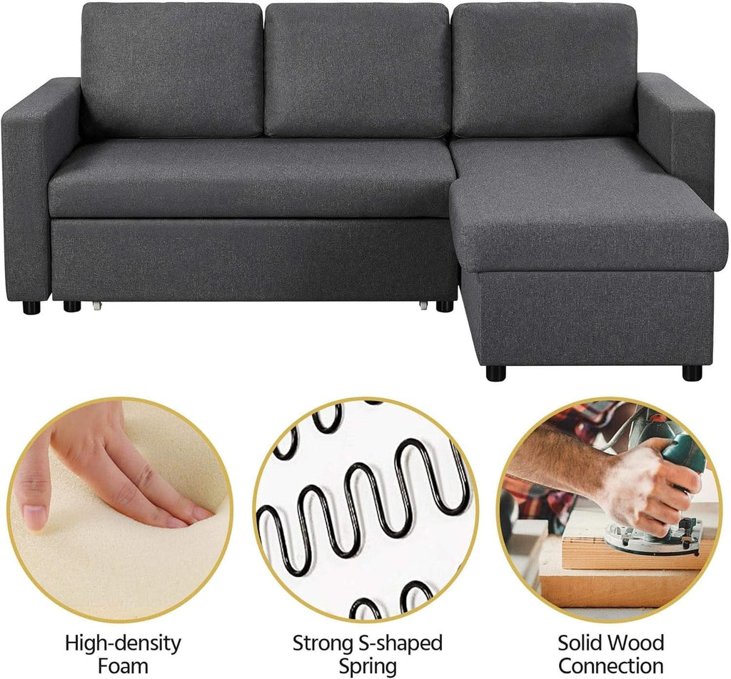 Dark Gray Sectional Sofa With Chaise And USB Charging