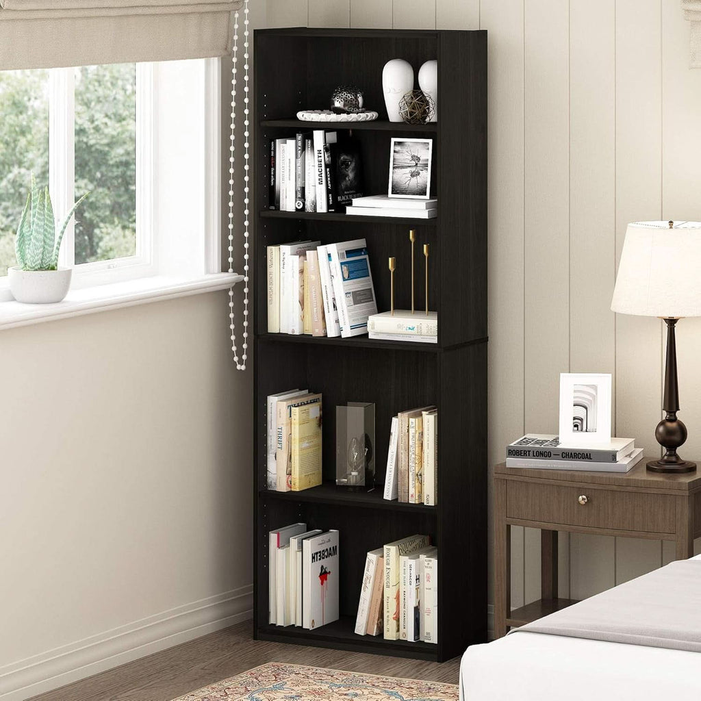 JAYA Simply Home 5-Tier Bookcase Espresso Storage Shelf