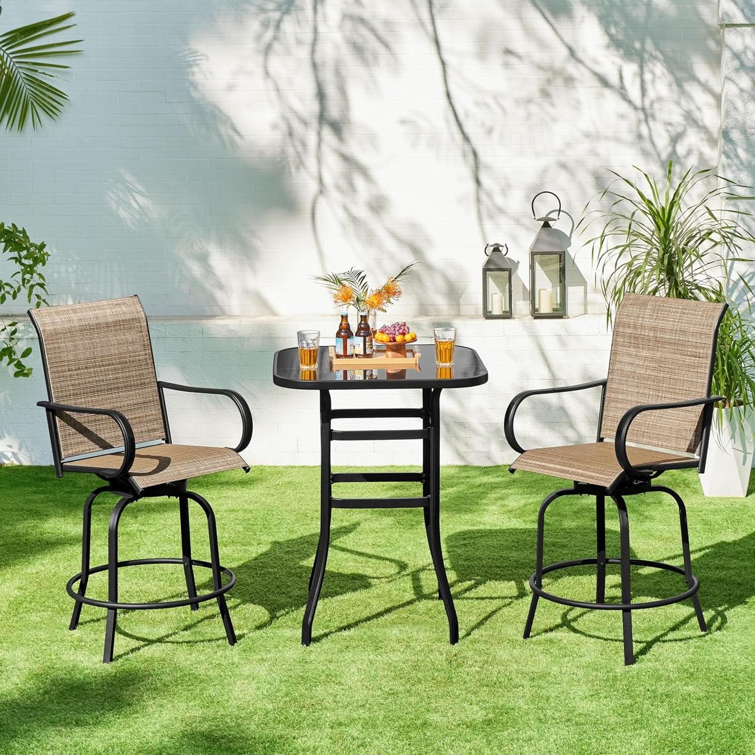 Outdoor Swivel Barstools Set of Four for Comfort