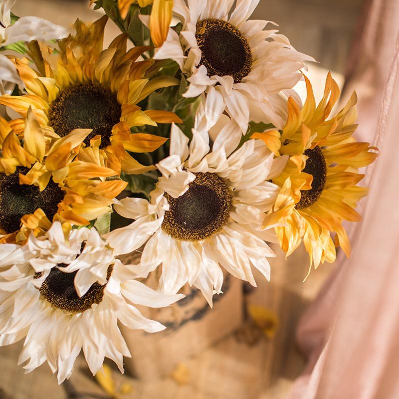 Faux Silk Artificial Flower Van Gogh Sunflower Bunch 21" Tall