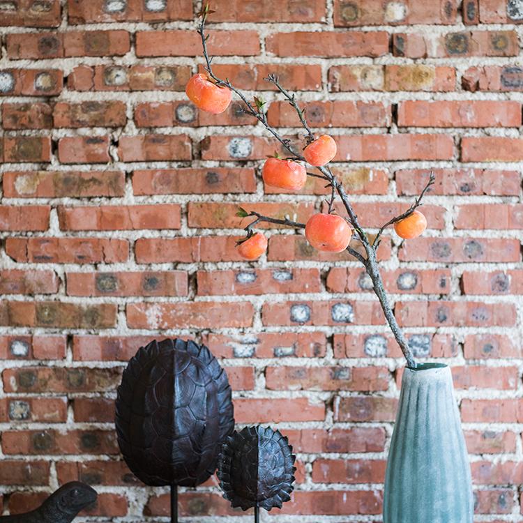 Artificial Fruit Persimmon Fruit Stem 43" Tall